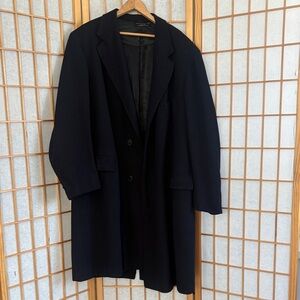 Rare Vintage Wool and Cashmere Men's Navy Overcoat
